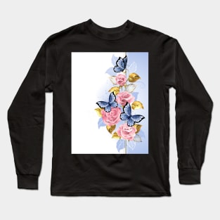 Design with Pink Roses Long Sleeve T-Shirt